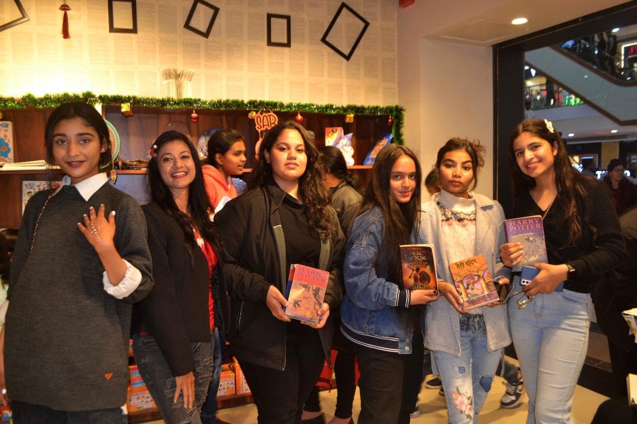 Neha Raj with the Booknerds community at a book event