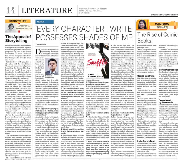 Newspaper clipping of Neha Raj's literature column in The Daily Guardian