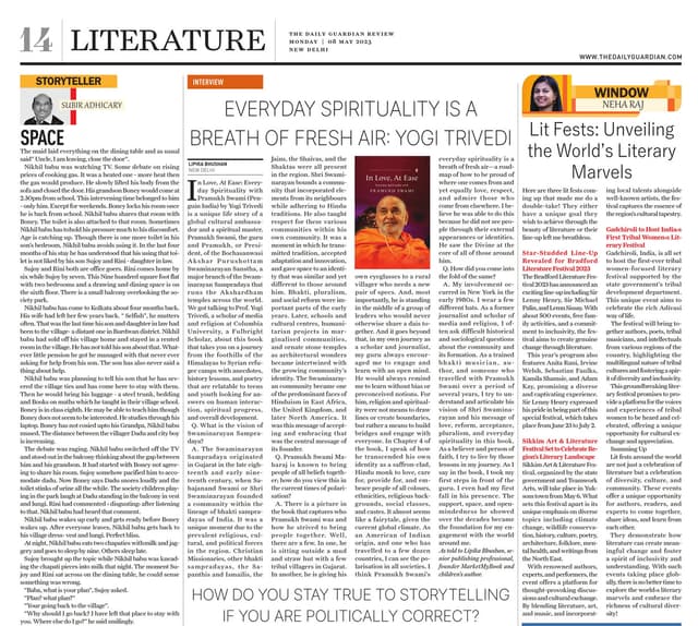 Newspaper clipping of Neha Raj's literature column in The Daily Guardian