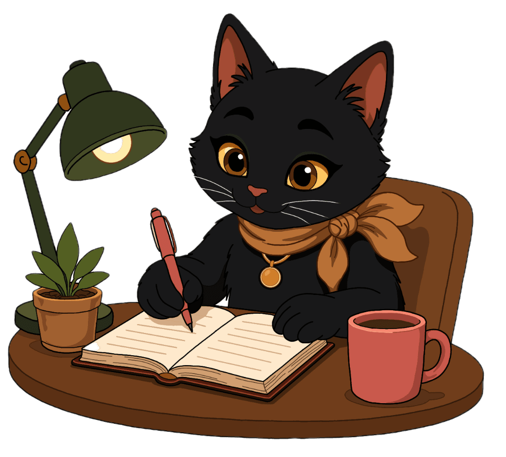 Author Cat Writing in Journal